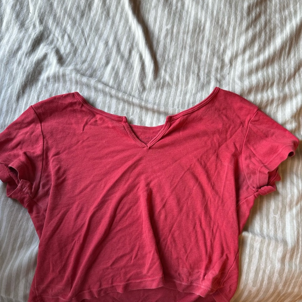 Women's Pink V-Neck Top